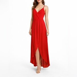 Express Red Wrap Maxi Dress Spaghetti Strap Surplice Sleeveless Women S Petite